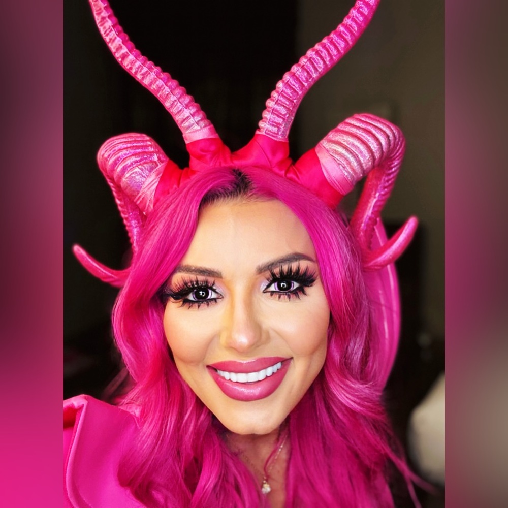 Pink Ombré metallic Holographic Demon Devil Horns - Picture 1 of 9